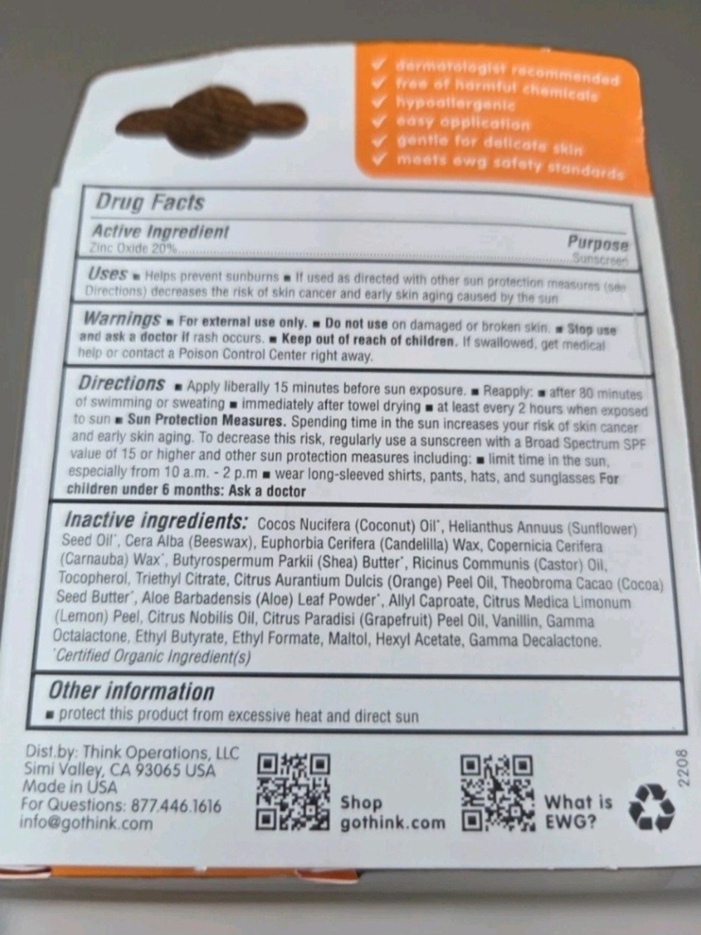 ​Thinkbaby Mineral Sunscreen Bundle 2 Tubes SPF 50 Face Stick - Picture 3 of 5